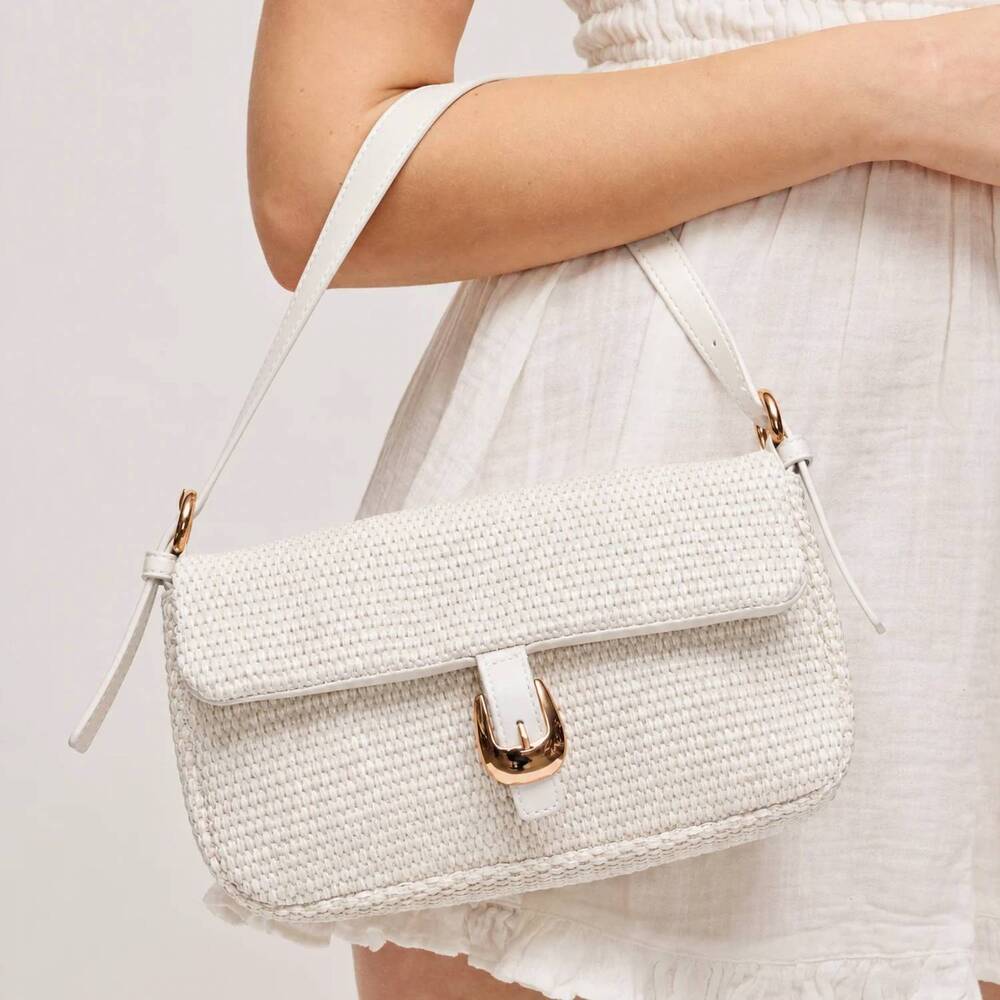 NEW URBAN EXPRESSIONS women's gloria straw crossbody bag in ivory